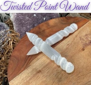 Selenite Twisted Point Wand