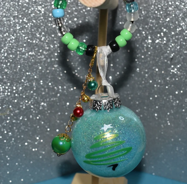 2in Blue green tree Keychain