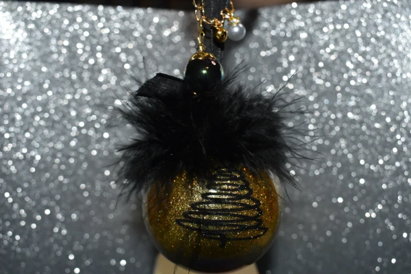 2in Gold Black Keychain
