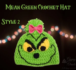 Mean Green Crochet Holiday Hat