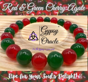 Red and Green Cherry Agate Bracelet