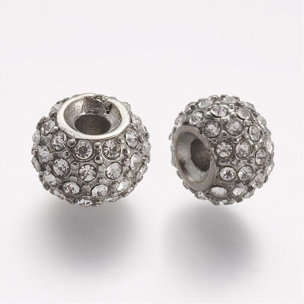 Rondelle Rhinestone Spacer 304 Stainless Steel 