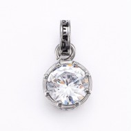 304 Stainless Steel CZ Flat Round Pendant