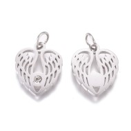 316 Surgical Stainless Steel Pendant Micro Pave CZ Heart Wing