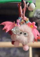 Fuzzy Beaded Bat Keychains