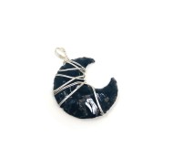 Black Glass Obsidian pendant Phases of Moon