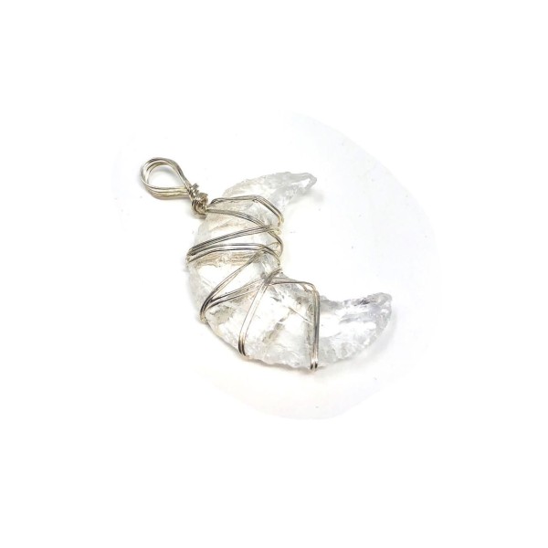 Clear Quartz pendant Phases of Moon