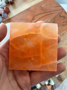 Orange Square/Clear Selenite Charging Plate 